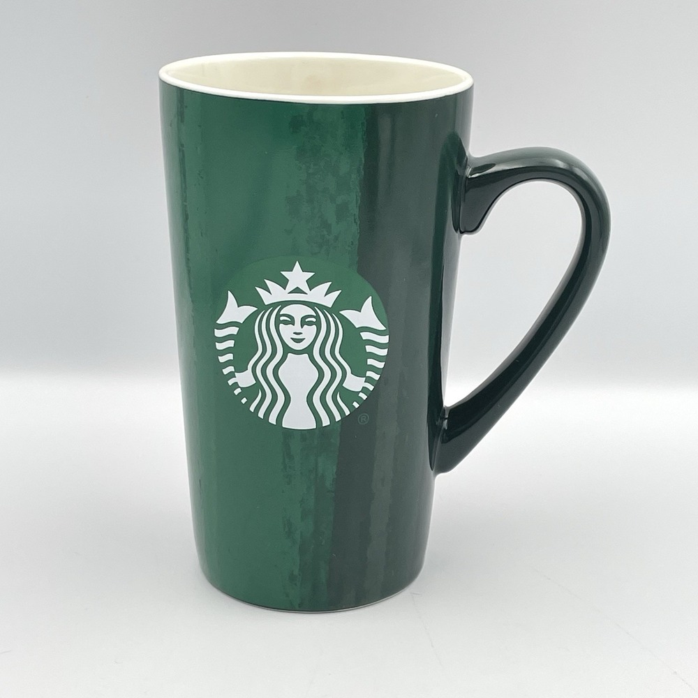 Starbucks Coffee Mug 16oz 2021 Holiday Brush Strokes 6" Tall Ceramic‎ Green Red